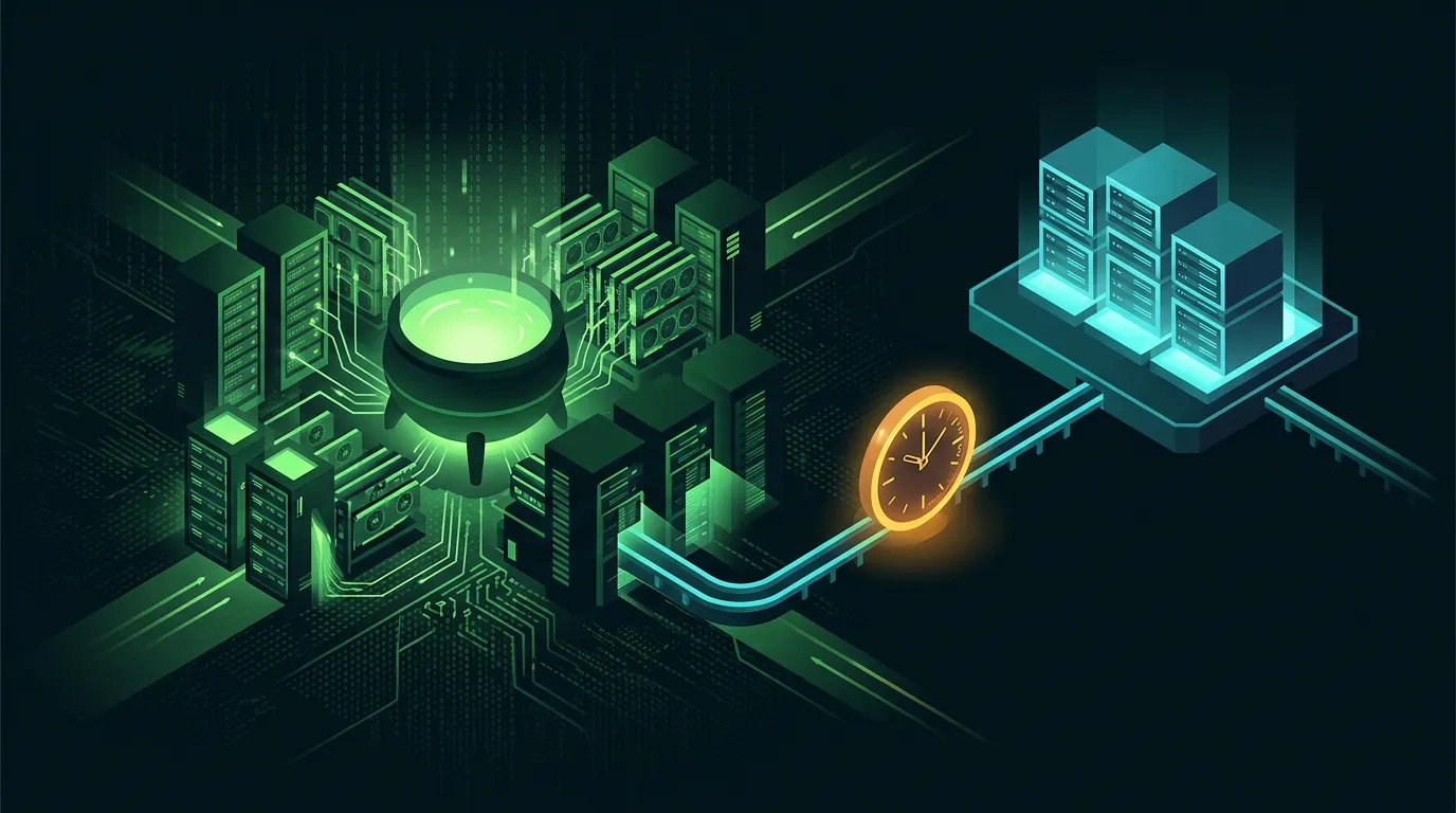 Editorial illustration for the KuCoin (pool / hashrate products) meta-review