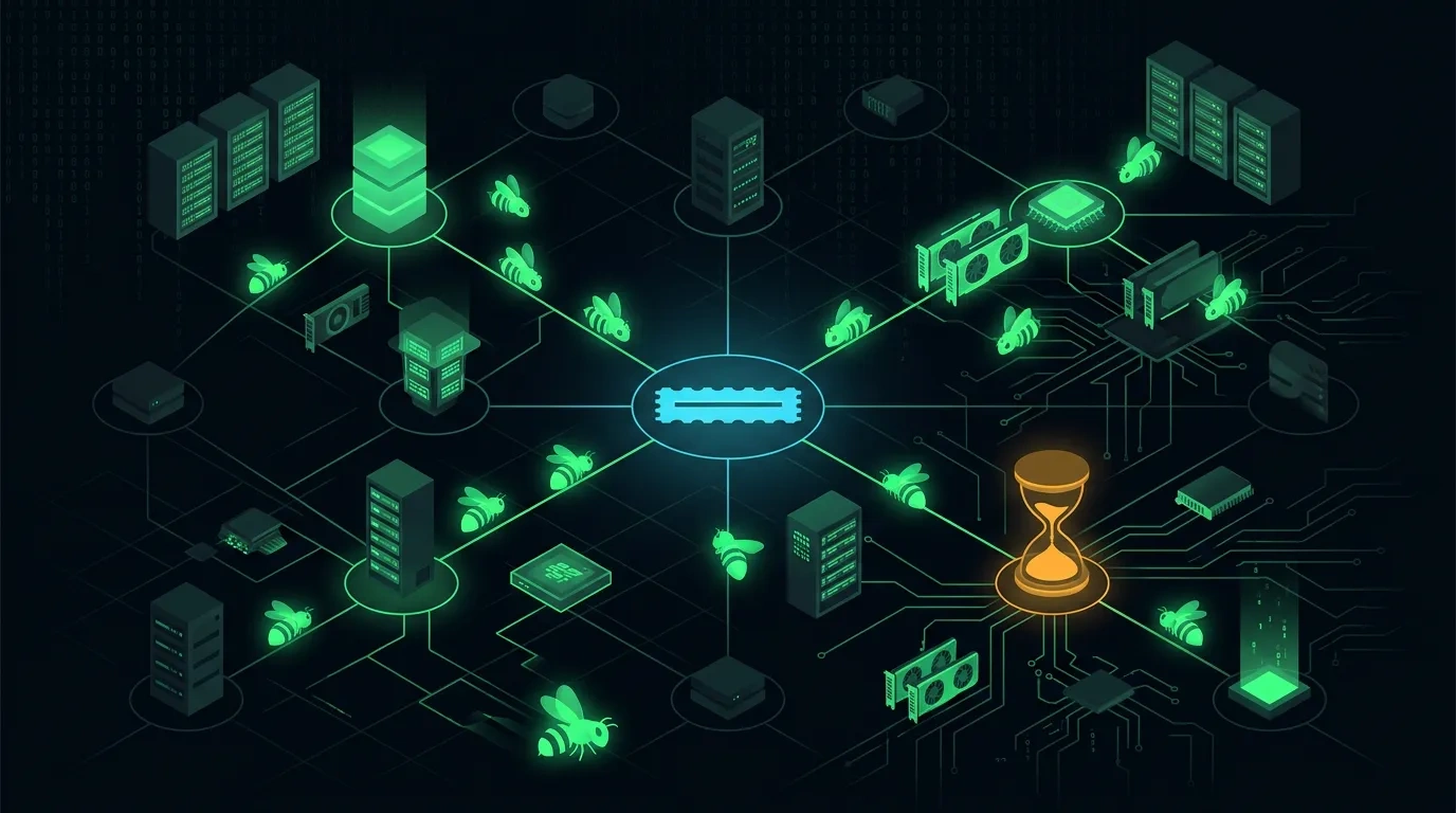 Editorial illustration for the Swarm (Ethereum) meta-review