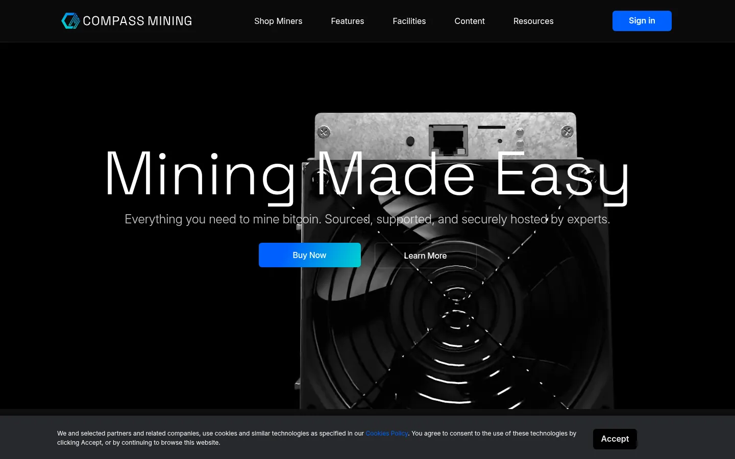Screenshot: Compass Mining homepage
