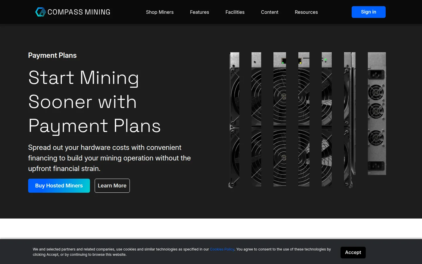 Screenshot: Compass Mining pricing page