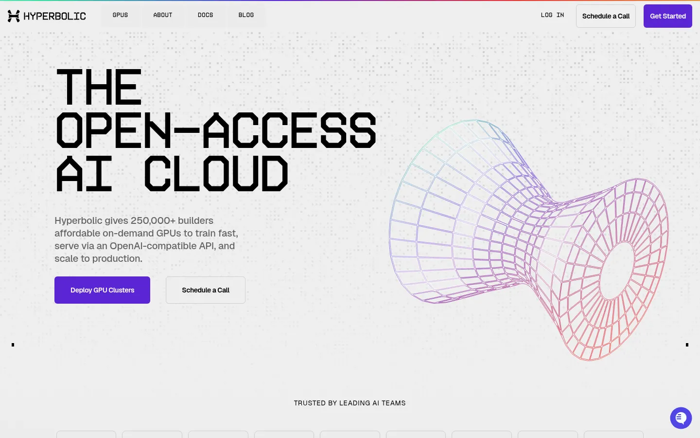 Screenshot: Hyperbolic homepage