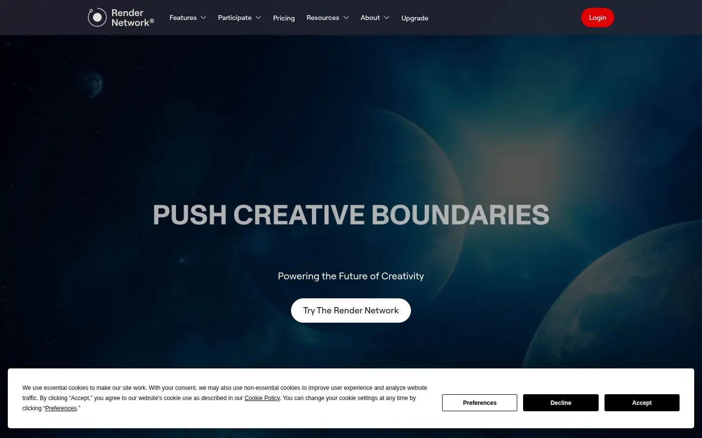 Screenshot: Render Network homepage
