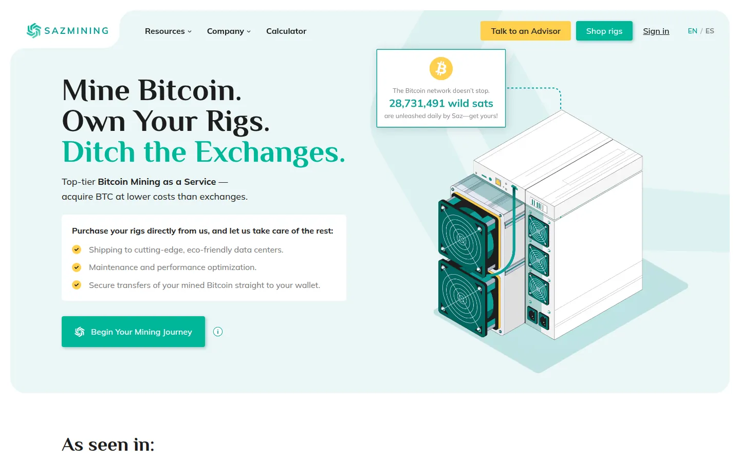 Screenshot: Sazmining homepage